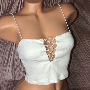 Intimate free people ribbed cross up tank top shirt spaghetti tube comfy stretch